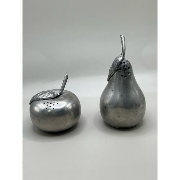 Vintage Silver Plated Salt and Pepper Shakers Apple and Pear Fruit Novelty - Picture 6 of 6